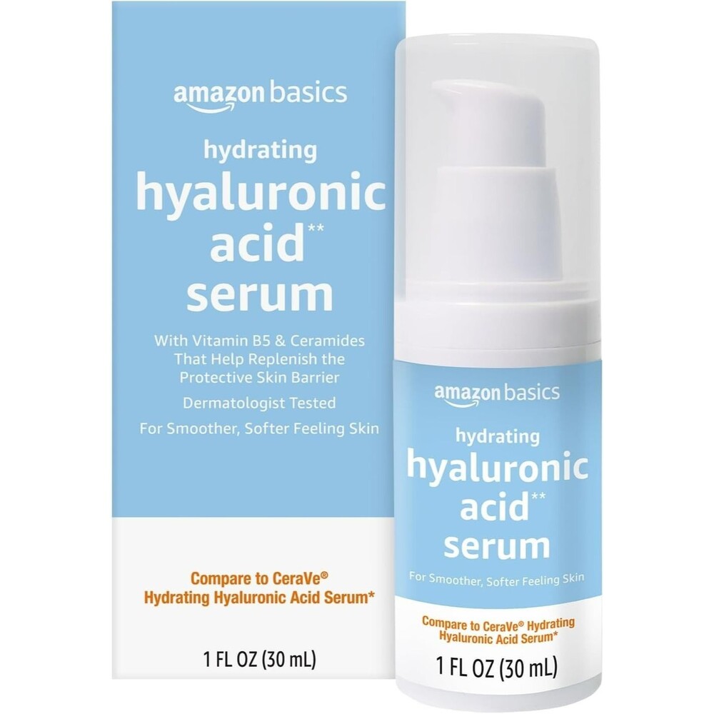 Amazon Basics Hydrating Hyaluronic Acid Serum 1oz Ceramides and Vitamin B
